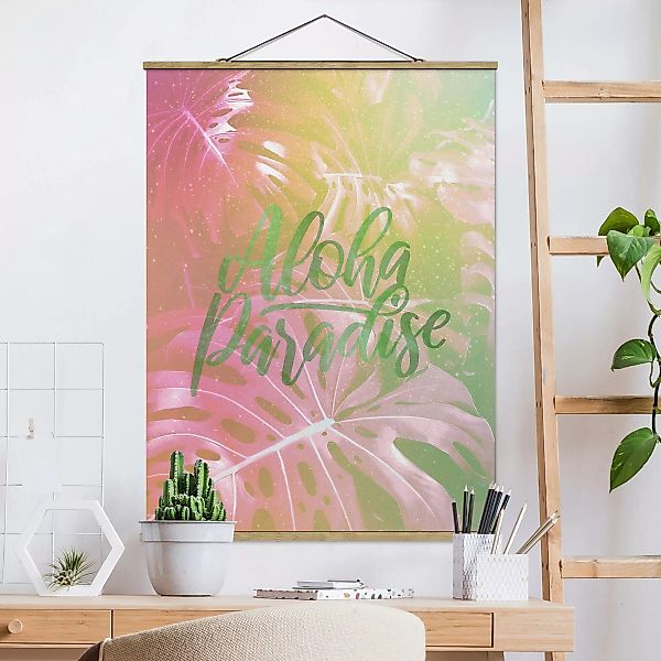 Stoffbild Blumen mit Posterleisten - Hochformat Rainbow - Aloha Paradise günstig online kaufen