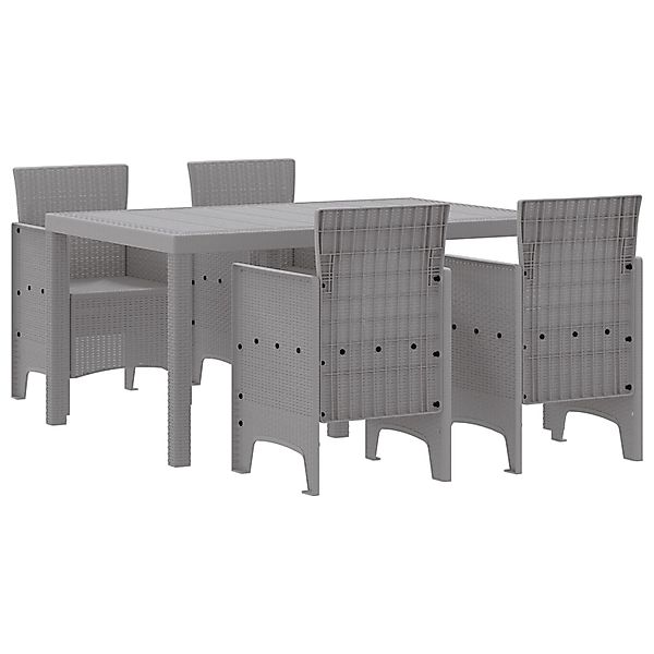 vidaXL 5-Teiliges Garten Esstischset Hellgrau Poly Rattan 3378707 günstig online kaufen