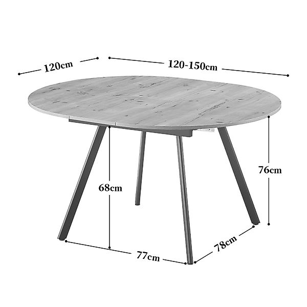 B&D home Esstisch TILL, Metallgestell schwarz oder weiß, ausziehbar 120-160 günstig online kaufen