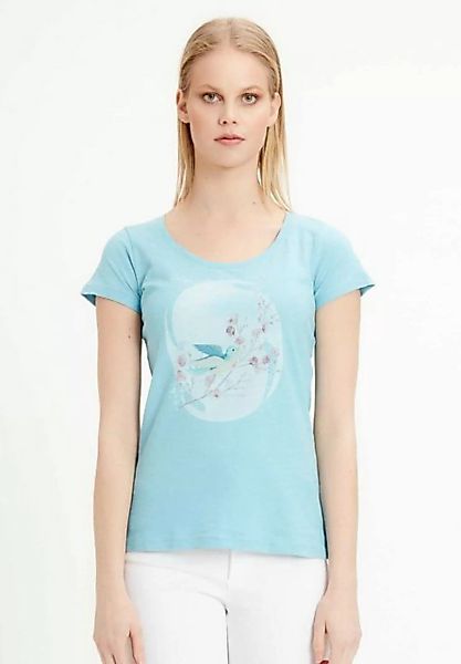 ORGANICATION T-Shirt T-Shirt aus Bio-Baumwolle mit Vogel-Print in Milky Blu günstig online kaufen