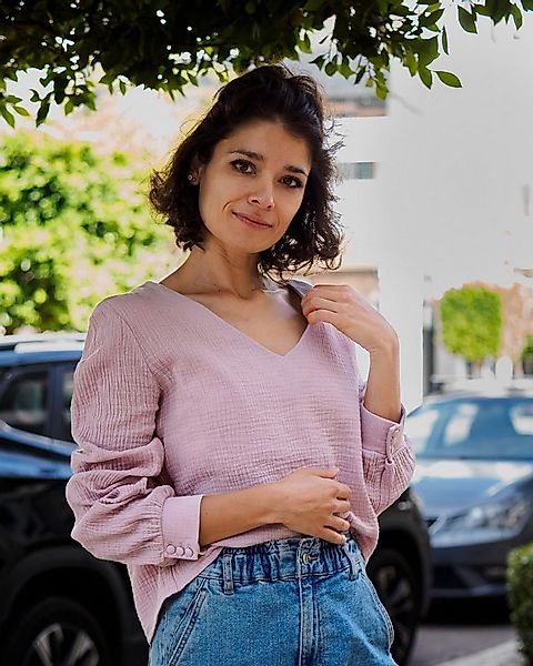 hutch&putch Schlupfbluse Musselin Bluse (kurz) mit Ballonärmeln aus 100% Bi günstig online kaufen