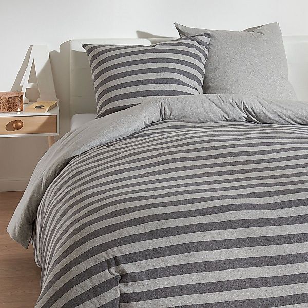 TRAUMSCHLAF Bettwäsche Melange-Stripe Stone, Jersey, 2 günstig online kaufen