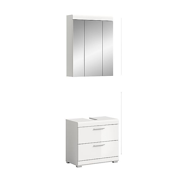 Badkombination 2-teilig Schubladen 60 x 191 x 34 cm Front Weiß Hochglanz FS günstig online kaufen