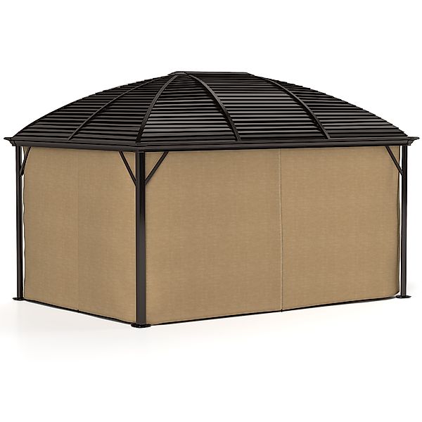 Outsunny Pavillon mit Hardtop, 4x3 m Wasserdicht Stabil Winterfest Gartenpa günstig online kaufen