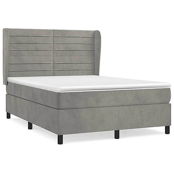 vidaXL Boxspringbett mit Matratze Hellgrau 140x200 cm Samt1372835 günstig online kaufen