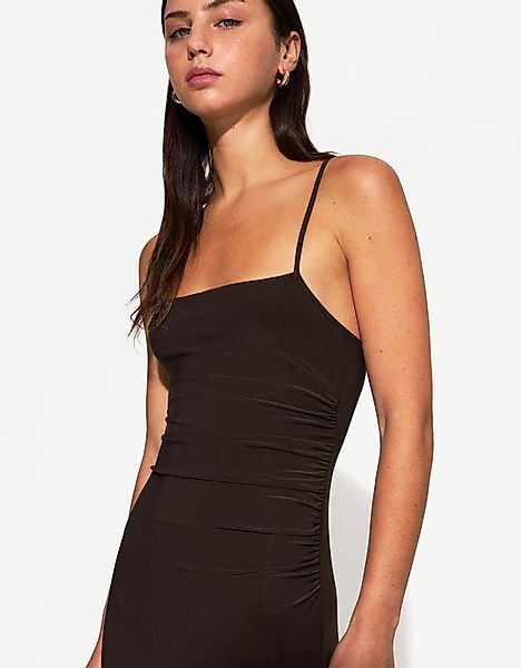 Bershka Midikleid Mit Trägern Damen L Braun günstig online kaufen