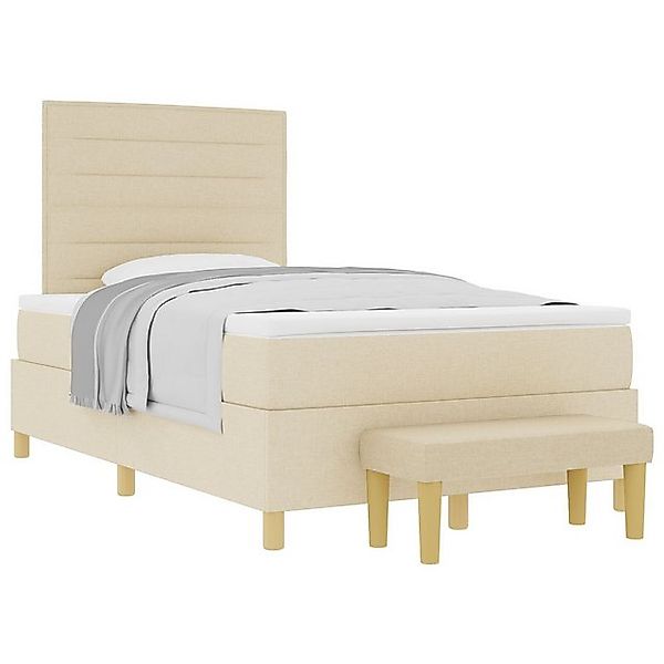 vidaXL Bett Boxspringbett mit Matratze & Bank Creme 120x200 cm Stoff (2-tlg günstig online kaufen