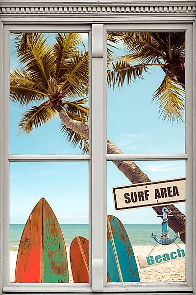 queence Wandsticker "Surf Area Beach", Wandsticker, Wandbild, selbstklebend günstig online kaufen