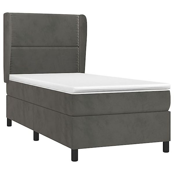 vidaXL Boxspringbett, Boxbett mit Matratze Dunkelgrau 90x190 cm Samt günstig online kaufen