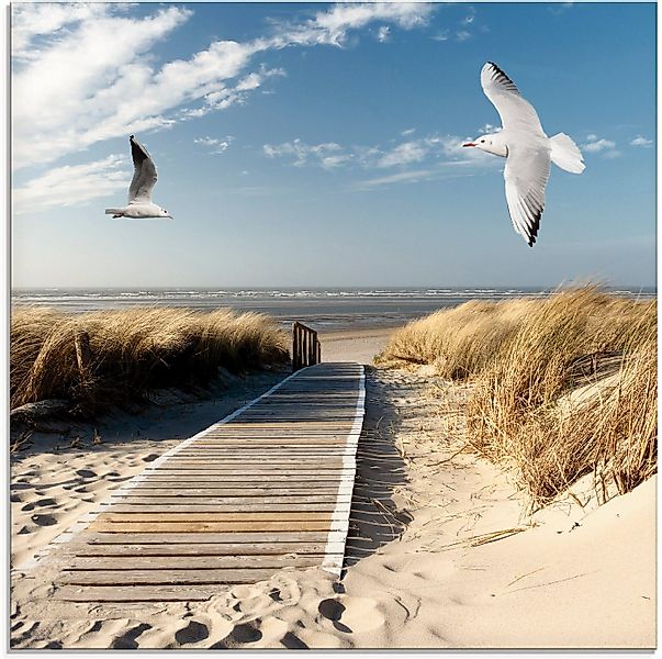 Artland Glasbild Nordseestrand auf Langeoog mit Möwen, Strand (1 St), in ve günstig online kaufen