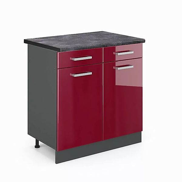 Vicco Unterschrank R-Line, Bordeaux Hochglanz/Anthrazit, 80 cm, AP Anthrazi günstig online kaufen