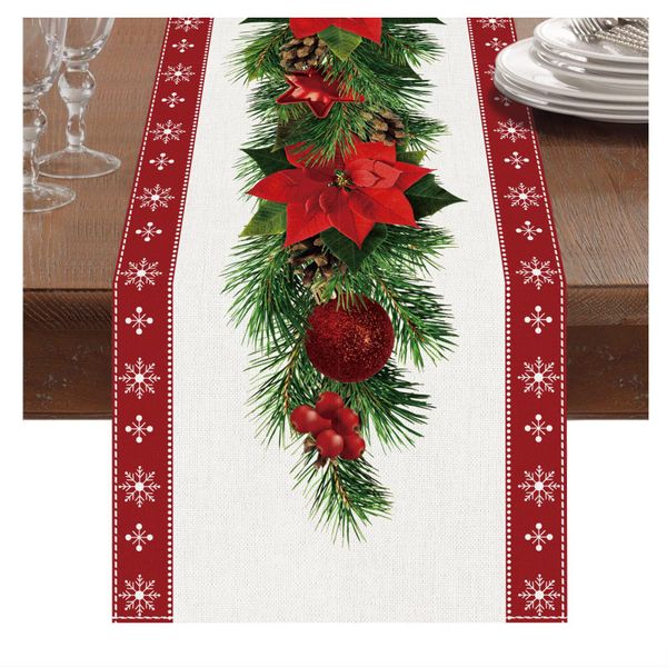 Coonoor Tischläufer Roter Leinen-Weihnachtstischläufer 230 x günstig online kaufen
