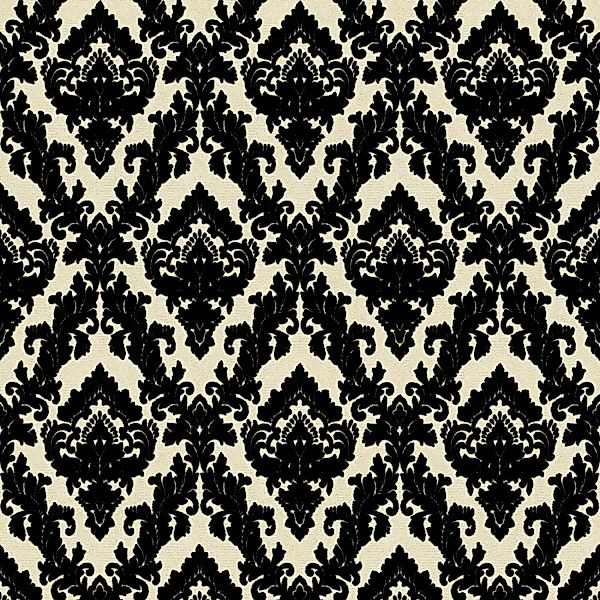 Bricoflor Neobarock Tapete in Schwarz Grau Vlies Barocktapete mit Samt Orna günstig online kaufen