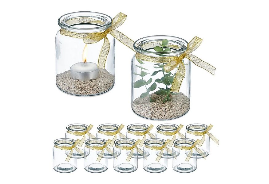 relaxdays Windlicht im 12er Set mit Schleife günstig online kaufen