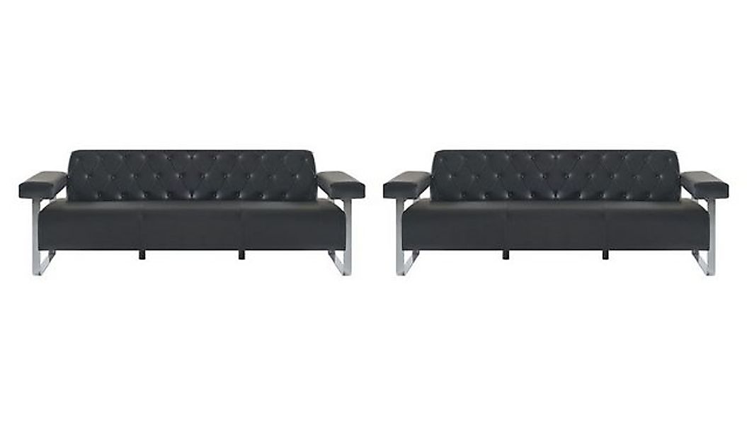 JVmoebel 3-Sitzer Sofa-Set Büro Ledersofas 2tlg 3-Sitzer Chesterfield Moder günstig online kaufen