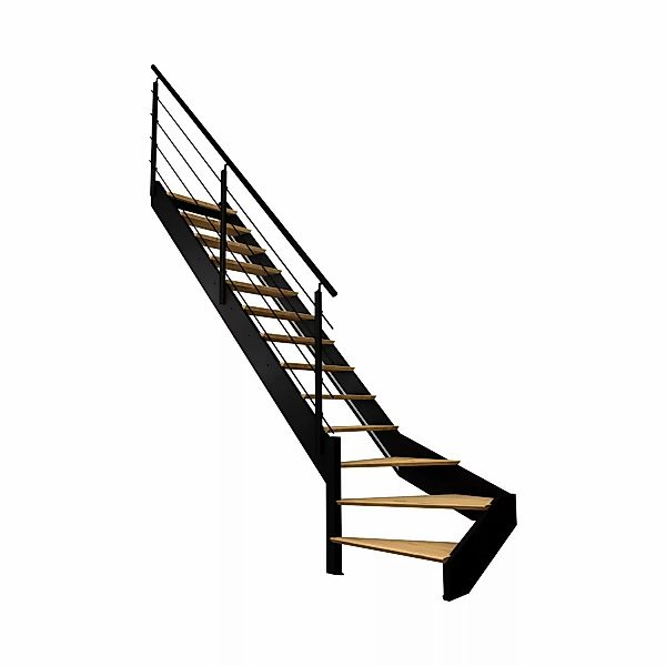 Kordo Treppe 1/4 Gewendelt Links Buche LEDs Alugeländer Schwarz Spectra günstig online kaufen