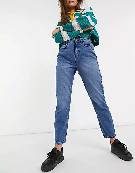Noisy May – Isabel – Robuste, knöchellange Mom-Jeans in Blau günstig online kaufen
