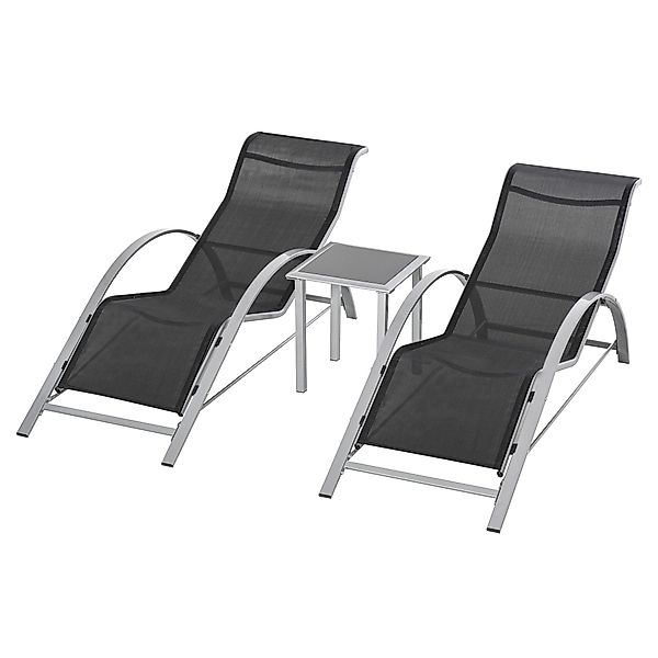 Outsunny Gartenliege Gartentischset Metall Mesh Silber günstig online kaufen