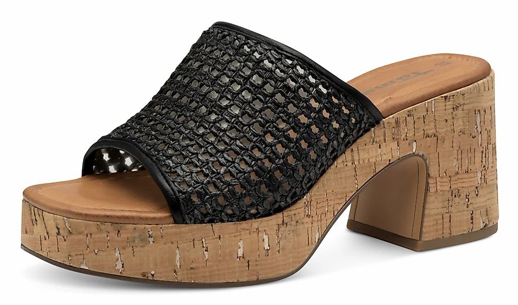 Tamaris Pantolette, Blockabsatz, Plateau, Sommerschuh in Flechtoptik günstig online kaufen
