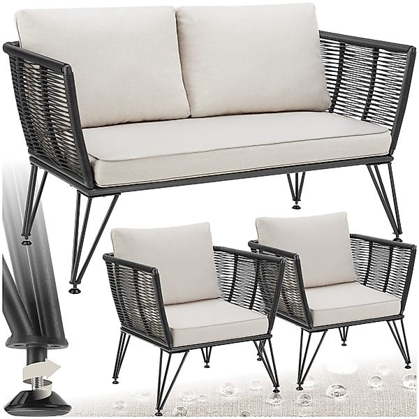 tectake Essgruppe Garten-Loungeset, (Set., 3-tlg), Wetterfestes günstig online kaufen