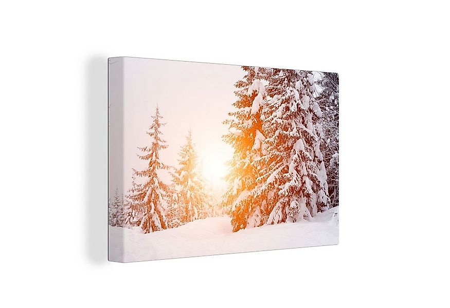 OneMillionCanvasses® Leinwandbild Sonne - Bäume - Schnee, Fotodruck (1 St), günstig online kaufen