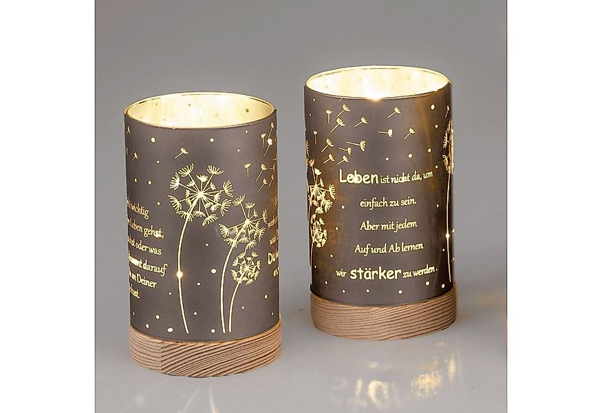 formano Nachttischlampe Sprüche, Mit Timerfunktion, Grau, Motiv: Pusteblume günstig online kaufen