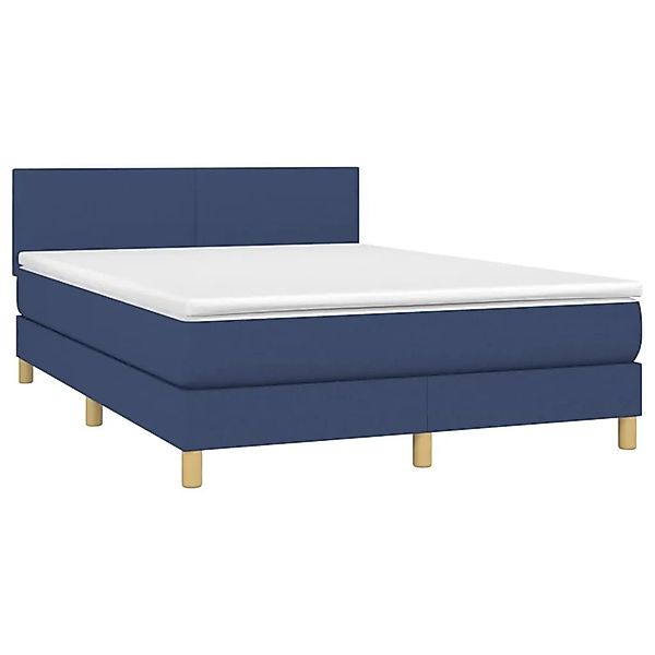 vidaXL Boxspringbett mit Matratze & LED Blau 140x200 cm Stoff 3133563 günstig online kaufen