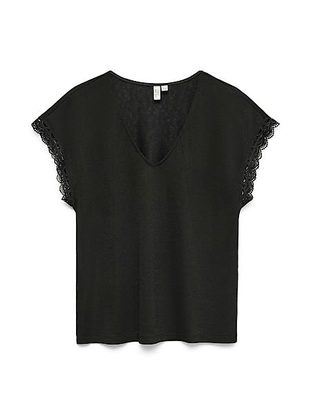 Vero Moda Blusenshirt "VMIBILSA S/S V-NECK TOP JRS BTQ" mit Spitzendetails günstig online kaufen