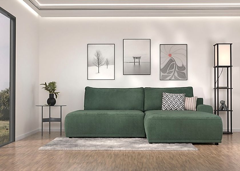 TRENDMANUFAKTUR Ecksofa »Fordon II, Schlafsofa mit Bettkasten, Couch in L-F günstig online kaufen
