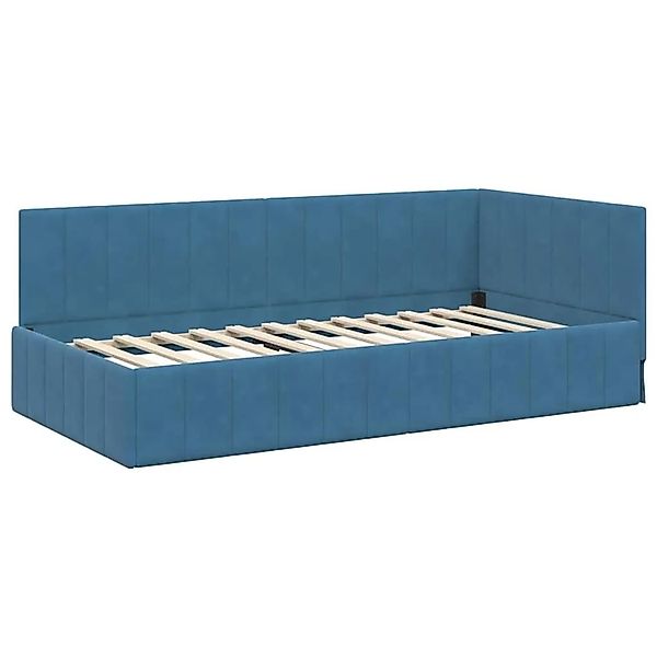 vidaXL Eckbettgestell mit Kopfteil Blau 100 x 200 cm Stoff 42016316 günstig online kaufen
