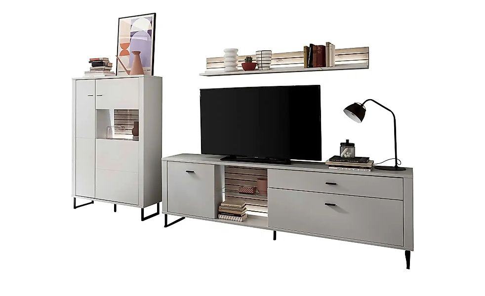 uno Wohnkombination  Leni ¦ grau ¦ Maße (cm): B: 310 H: 185 T: 44.0 Kommode günstig online kaufen