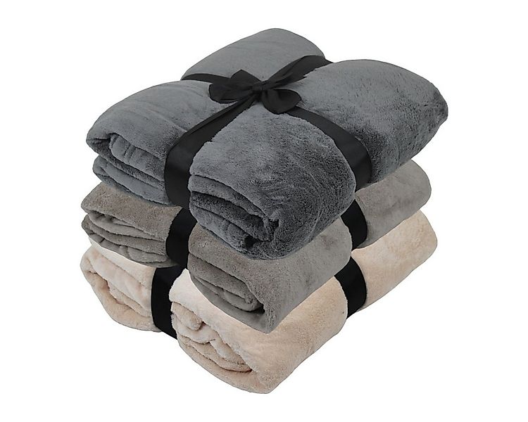 Wohndecke 3er Set Kuscheldecke 150x200 cm Fleecedecke Picknickdecke Decke w günstig online kaufen