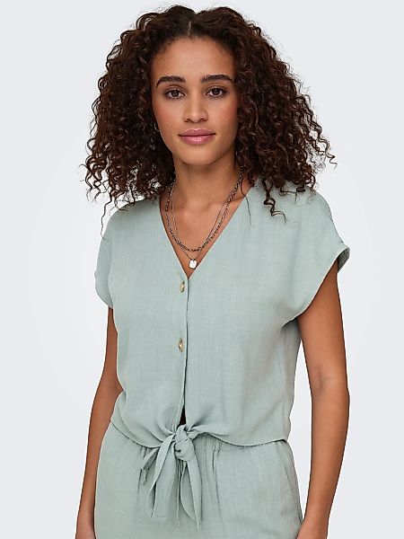 ONLY Kurzarmbluse "ONLSIESTA SS KNOT LIN BL SHIRT PNT NOOS" Viskosemischung günstig online kaufen