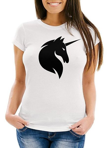 MoonWorks Print-Shirt Damen T-Shirt Einhorn Unicorn Slim Fit Moonworks® mit günstig online kaufen