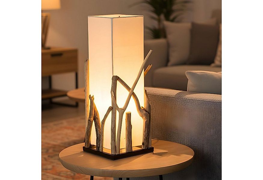 Levandeo® Nachttischlampe, Treibholzlampe H50cm Tischlampe Braun Beige Tisc günstig online kaufen