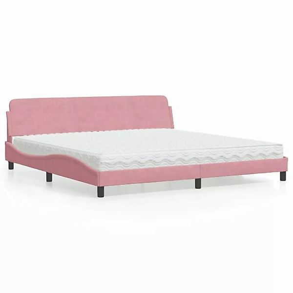 vidaXL Bett Bett mit Matratze Rosa 200x200 cm Samt günstig online kaufen