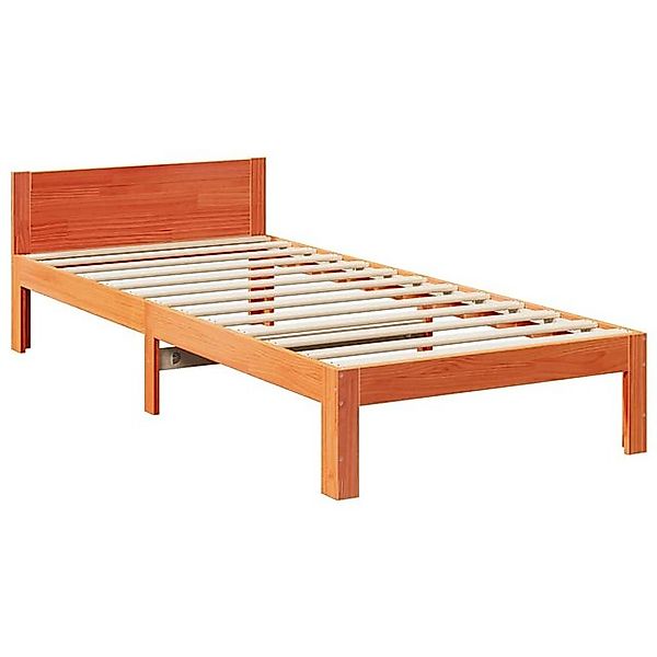 vidaXL Bett Massivholzbett ohne Matratze Wachsbraun 90x200 Kiefernholz günstig online kaufen