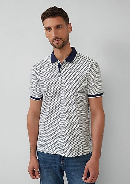 s.Oliver Kurzarmshirt Piqué-Poloshirt mit Print und Kontrast-Details Rippbl günstig online kaufen