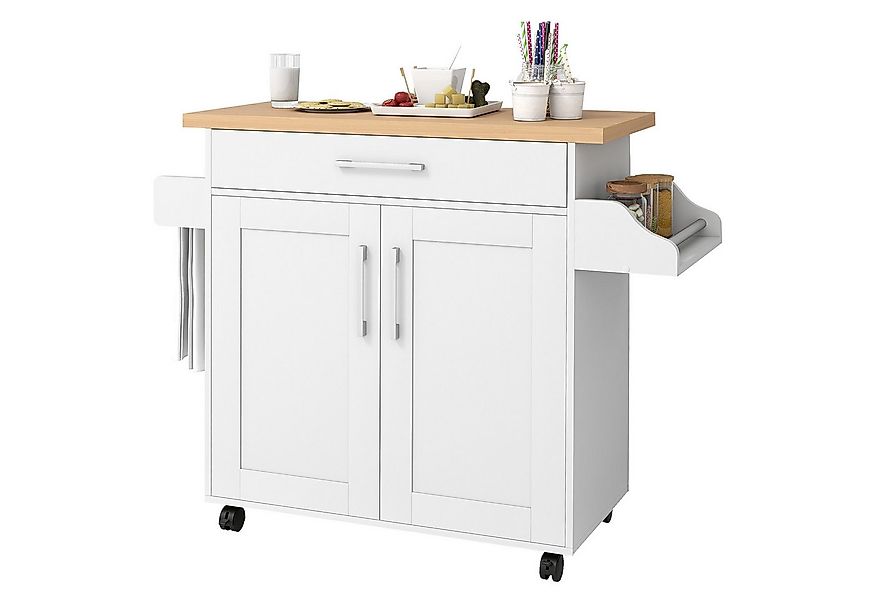 COSTWAY Küchenwagen, mit Arbeitsplatte, Schublade & verstellbarem Regal günstig online kaufen