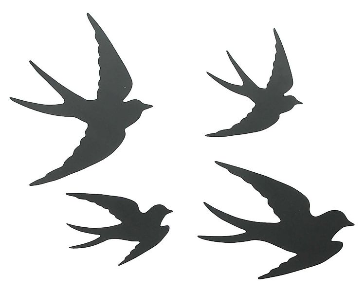 Dekoleidenschaft Wanddekoobjekt "Vögel" Wanddeko aus Metall, schwarz, Wandh günstig online kaufen