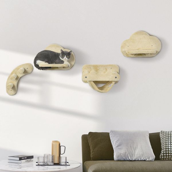 PawHut Katzen-Kletterwand 4-teiliges Set, 3-stufige Sprossenleiter, günstig online kaufen