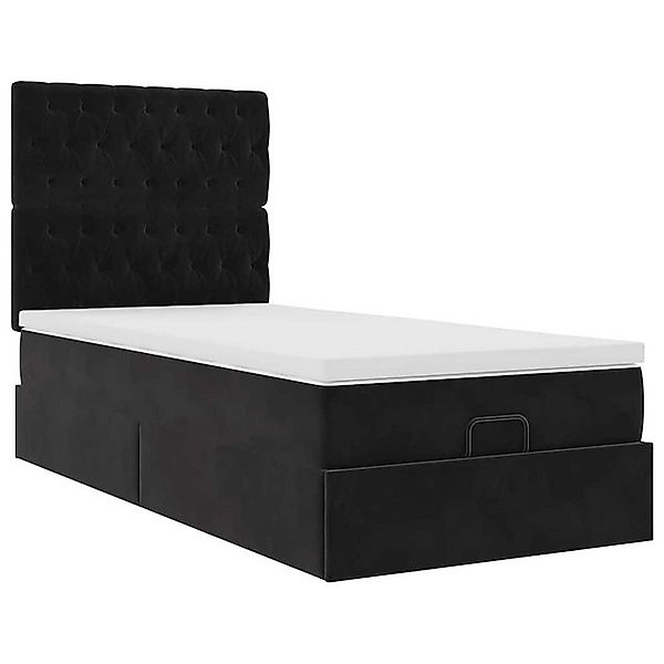 vidaXL Bett Ottoman-Bett mit Matratzen & LEDs Schwarz 90x200 cm Samt günstig online kaufen