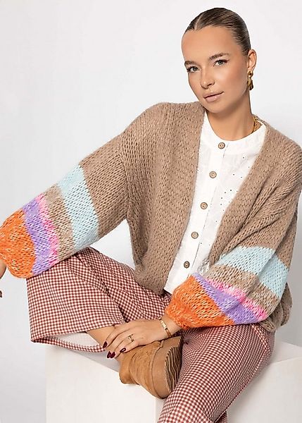 SASSYCLASSY Cardigan Cardigan mit bunten Statement-Ärmeln Damen Strickjacke günstig online kaufen