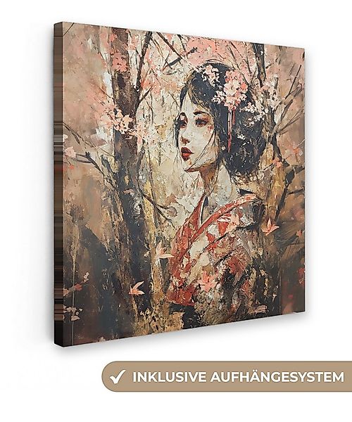 OneMillionCanvasses® Leinwandbild Kimono - Frau - Kirschbäume, Fotodruck (1 günstig online kaufen
