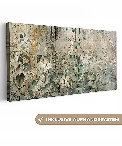 OneMillionCanvasses® Leinwandbild Panorama Blumen - Blätter günstig online kaufen