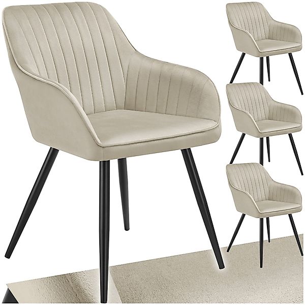 tectake Esszimmerstuhl Stuhl Marilyn, Samtoptik, gesteppt (Set, 4 St), Extr günstig online kaufen