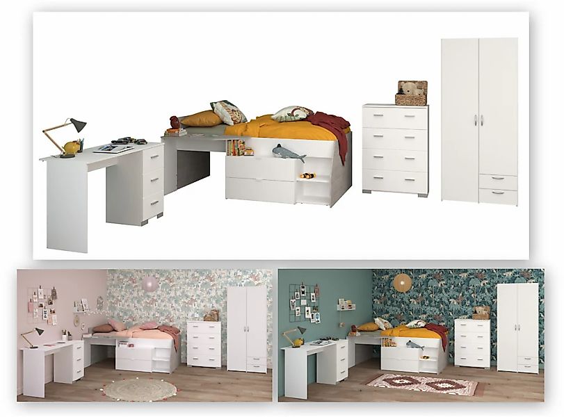 Parisot Jugendzimmer-Set "Parisot, Milky 11" 5 Stk. tlg. viel Stauraum, kom günstig online kaufen