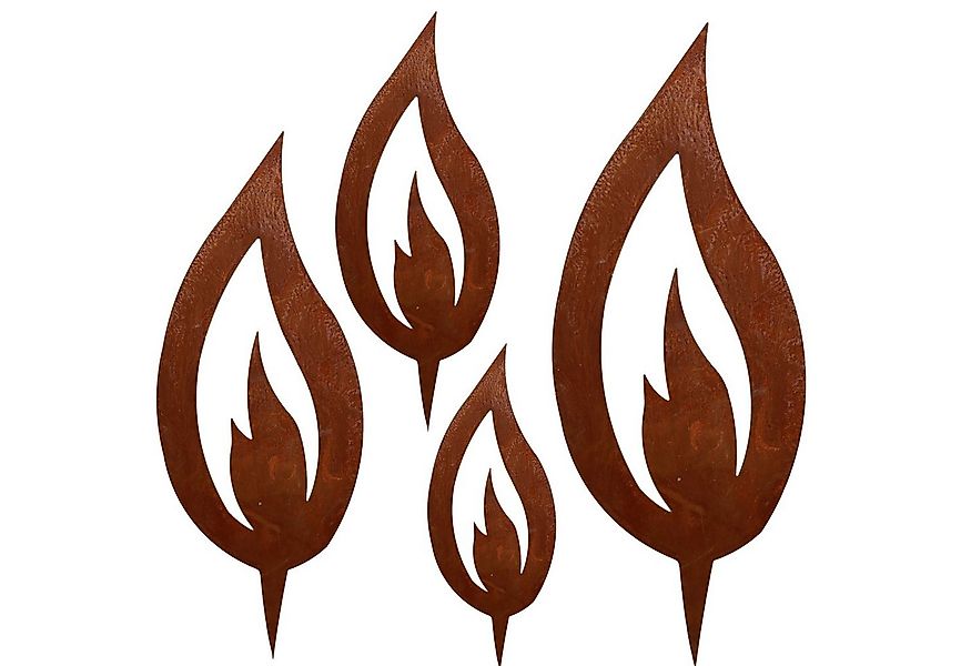 Rostikal Gartenstecker Rost Flammen Dekostecker 4er-Set - Metall Rost (Set, günstig online kaufen