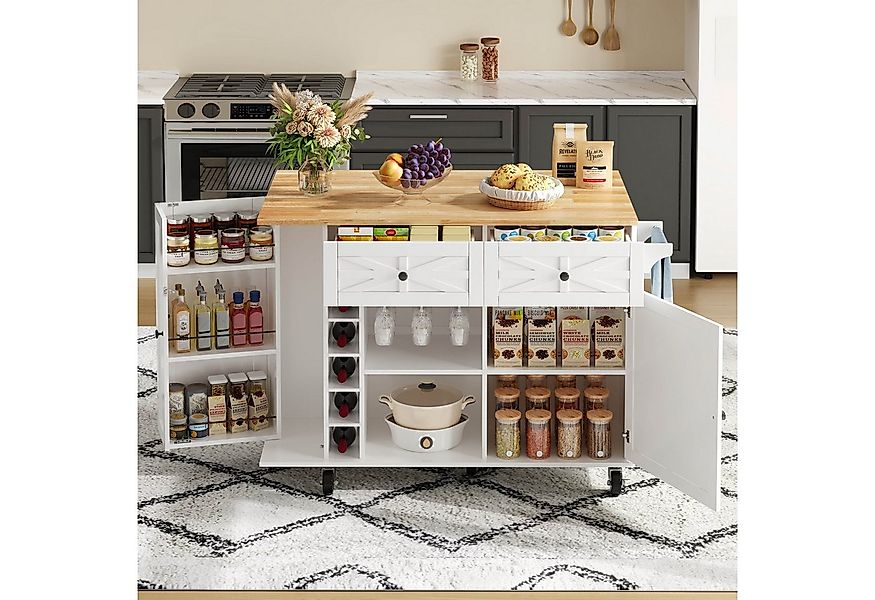 Flieks Küchenwagen mit erweiterbarer Arbeitsplatte, Weinregal und Glashalte günstig online kaufen