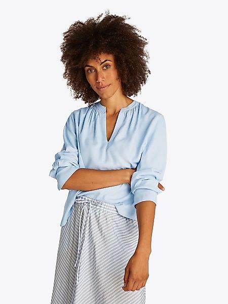 Tommy Hilfiger Langarmbluse "SOFT VIS V NECK LS BLOUSE", mit Raffungen günstig online kaufen